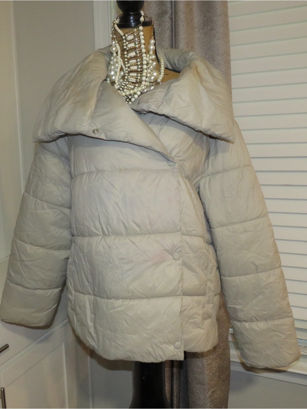Banana Republic Stone Quilted Puffer Jacket with Oversized Collar